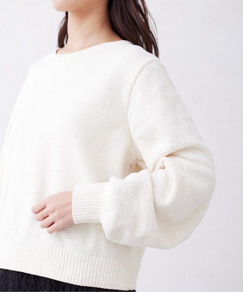 Chez toi(シェトワ)の「袖ギャザーモールニットプルオーバー(ニット/セーター・レディース・ネイビー/イエロー/アイボリー・FREE)」の15枚目の写真