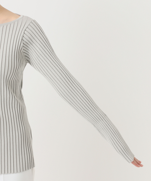 Noble(ノーブル)の「カスタムリブバックオープンニット(ニット/セーター・レディース・ネイビー/ライトグレー・FREE)」の16枚目の写真