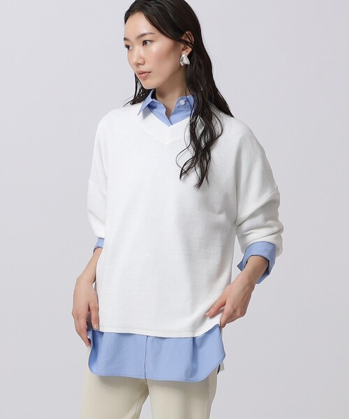 GALLEST（ギャレスト）の「ボリュームスリーブVネックニット（ニット/セーター・レディース・グレー/イエロー系その他/ホワイト系/グリーン系・38/34）」の2枚目の写真