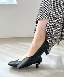 スクエアトゥラインヒールパンプス 42109