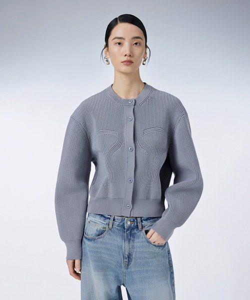 JNBY(ジェーエヌビーワイ)の「Corset Silhouette Design Cardigan / ニットカーディガン(ニット/セーター・レディース・グレー/ブラック/ピンク・38/36)」の3枚目の写真