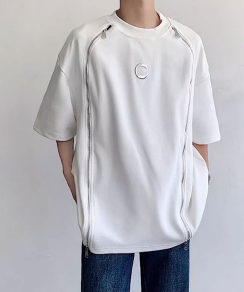 Theater code(シアターコード)の「▲zip design circle logo short sleeve tee / ジップデザイン サークルロゴ 半袖Tシャツ Y2K(Tシャツ/カットソー・メンズ・ブラック/ホワイト・2/3)」の1枚目の写真