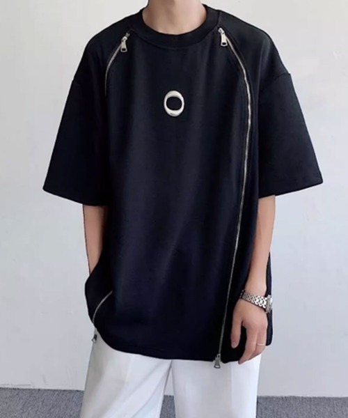 Theater code(シアターコード)の「▲zip design circle logo short sleeve tee / ジップデザイン サークルロゴ 半袖Tシャツ Y2K(Tシャツ/カットソー・メンズ・ブラック/ホワイト・2/3)」の2枚目の写真