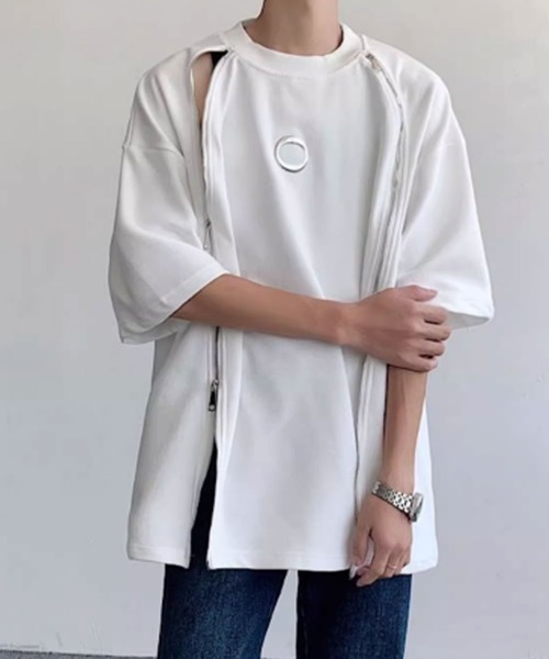 Theater code(シアターコード)の「▲zip design circle logo short sleeve tee / ジップデザイン サークルロゴ 半袖Tシャツ Y2K(Tシャツ/カットソー・メンズ・ブラック/ホワイト・2/3)」の9枚目の写真