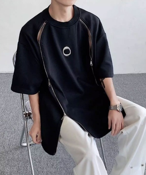 Theater code(シアターコード)の「▲zip design circle logo short sleeve tee / ジップデザイン サークルロゴ 半袖Tシャツ Y2K(Tシャツ/カットソー・メンズ・ブラック/ホワイト・2/3)」の3枚目の写真