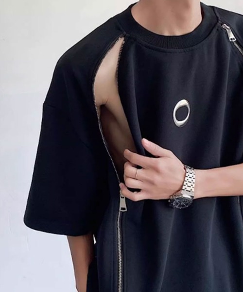 Theater code(シアターコード)の「▲zip design circle logo short sleeve tee / ジップデザイン サークルロゴ 半袖Tシャツ Y2K(Tシャツ/カットソー・メンズ・ブラック/ホワイト・2/3)」の5枚目の写真