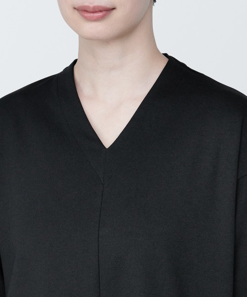 無印良品(ムジルシリョウヒン)の「婦人 二重編みVネックワンピース(ワンピース・レディース・ブラック/ネイビー・XL/M/S/L)」の6枚目の写真