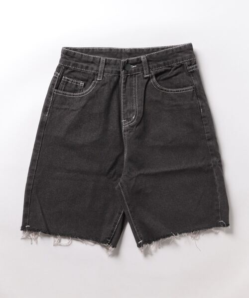 【GRANCY】ファーポケットデザインハーフデニムカーゴパンツ　ブラック　M GRANCY】FurPocket Design Half Denim Cargo Pants / ファー