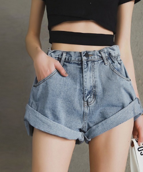 Miniministore(ミニミニストア)の「デニム ショートパンツ レディース(デニムパンツ・レディース・ベージュ/ライトブルー/ブラック/ホワイト/ダークブルー・M/S/L)」の4枚目の写真