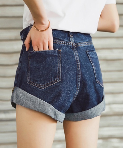 Miniministore(ミニミニストア)の「デニム ショートパンツ レディース(デニムパンツ・レディース・ベージュ/ライトブルー/ブラック/ホワイト/ダークブルー・M/S/L)」の10枚目の写真