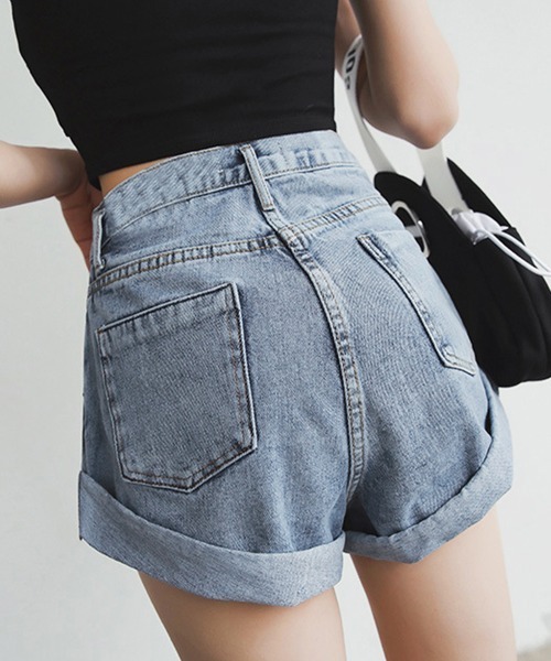 Miniministore(ミニミニストア)の「デニム ショートパンツ レディース(デニムパンツ・レディース・ベージュ/ライトブルー/ブラック/ホワイト/ダークブルー・M/S/L)」の12枚目の写真