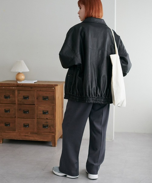 【ユニセックス】フェイクレザーウォッシュA2ジャケット
