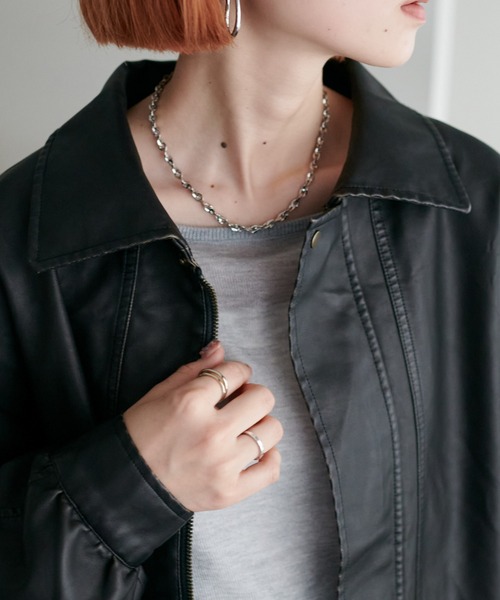 【ユニセックス】フェイクレザーウォッシュA2ジャケット