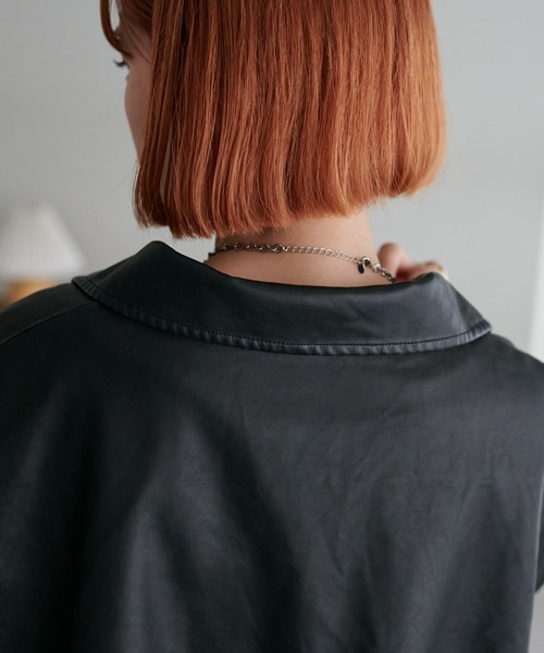 【ユニセックス】フェイクレザーウォッシュA2ジャケット