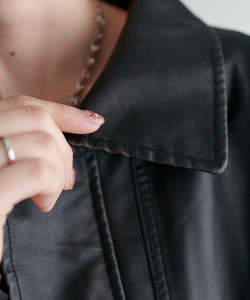 【ユニセックス】フェイクレザーウォッシュA2ジャケット