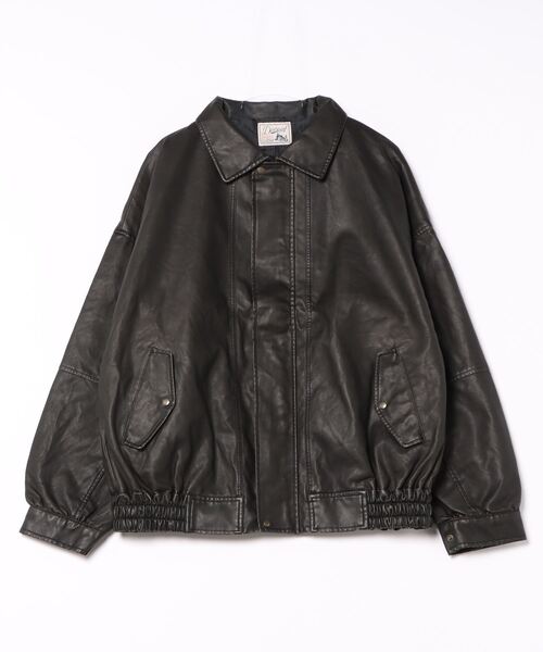 【ユニセックス】フェイクレザーウォッシュA2ジャケット