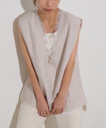 フリンジ ツイード ベスト