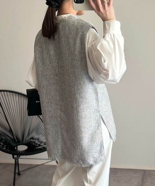 Eclat one（エクラワン）の「フリンジ ツイード ベスト（ベスト・レディース・アイボリー/ブラック/ライトグレー・FREE）」の13枚目の写真