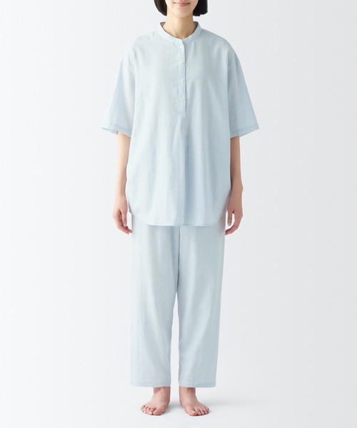 無印良品 5分袖パジャマ S セール】婦人 脇に縫い目のない 薄手ガーゼ五分袖パジャマ