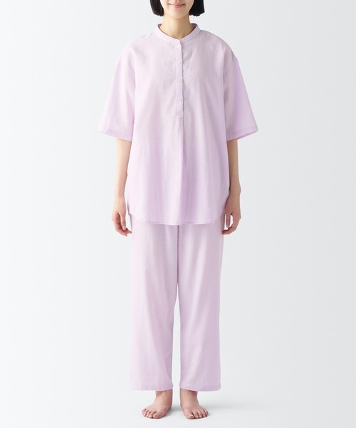 無印良品 5分袖パジャマ S セール】婦人 脇に縫い目のない 薄手ガーゼ五分袖パジャマ