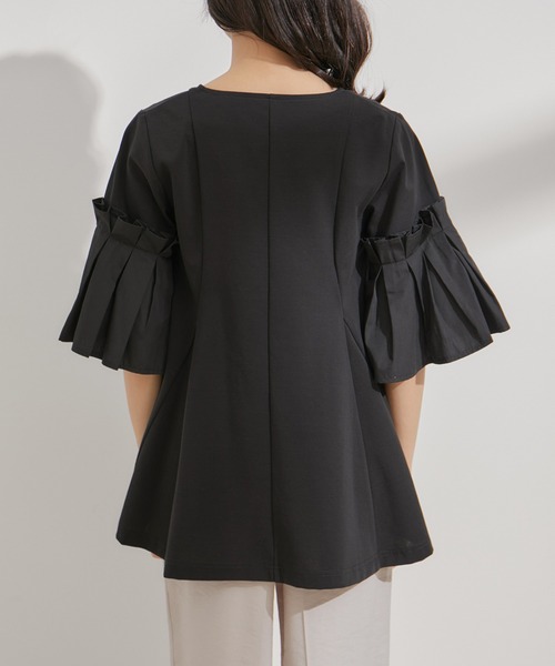 VIS（ビス）の「タックスリーブボリュームチュニック（Tシャツ/カットソー・レディース・ベージュ/ブラック/ホワイト・FREE）」の20枚目の写真