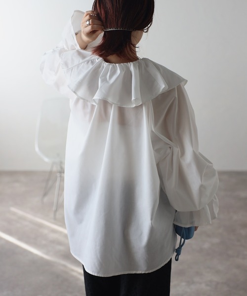 r.（アールドット）の「フリルブラウス（シャツ/ブラウス・レディース・ホワイト/ブルー/ブラック・FREE）」の19枚目の写真