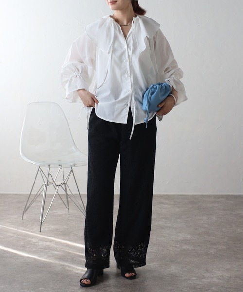 r.（アールドット）の「フリルブラウス（シャツ/ブラウス・レディース・ホワイト/ブルー/ブラック・FREE）」の20枚目の写真