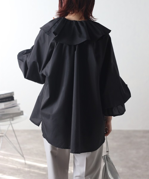 r.（アールドット）の「フリルブラウス（シャツ/ブラウス・レディース・ホワイト/ブルー/ブラック・FREE）」の14枚目の写真