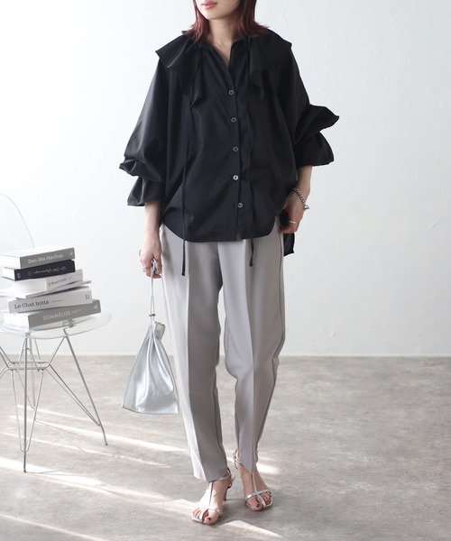 r.（アールドット）の「フリルブラウス（シャツ/ブラウス・レディース・ホワイト/ブルー/ブラック・FREE）」の15枚目の写真