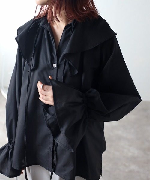 r.（アールドット）の「フリルブラウス（シャツ/ブラウス・レディース・ホワイト/ブルー/ブラック・FREE）」の18枚目の写真