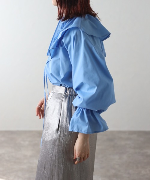 r.（アールドット）の「フリルブラウス（シャツ/ブラウス・レディース・ホワイト/ブルー/ブラック・FREE）」の10枚目の写真