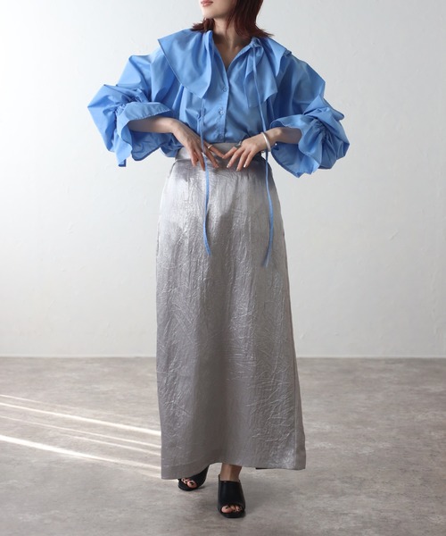 r.（アールドット）の「フリルブラウス（シャツ/ブラウス・レディース・ホワイト/ブルー/ブラック・FREE）」の12枚目の写真