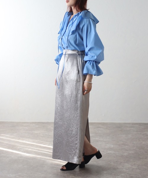 r.（アールドット）の「フリルブラウス（シャツ/ブラウス・レディース・ホワイト/ブルー/ブラック・FREE）」の5枚目の写真