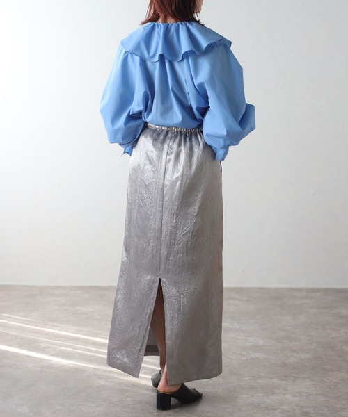 r.（アールドット）の「フリルブラウス（シャツ/ブラウス・レディース・ホワイト/ブルー/ブラック・FREE）」の6枚目の写真