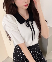 MIIA | リボン付パワショルニット(ニット/セーター)