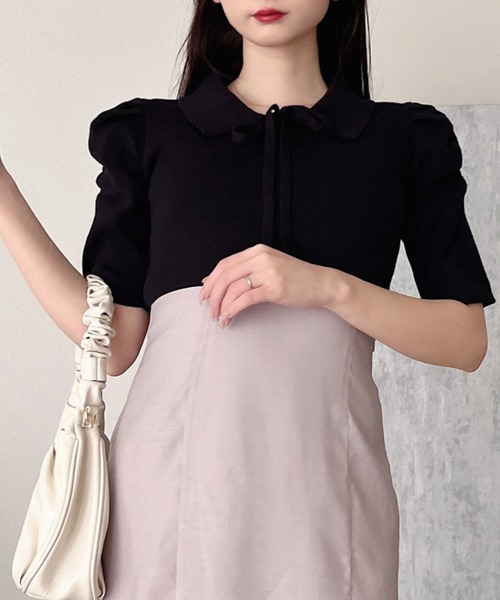 MIIA（ミーア）の「リボン付パワショルニット（ニット/セーター・レディース・オフホワイト/ホワイト系その他2/ブラック系その他/ブラック・FREE）」の14枚目の写真