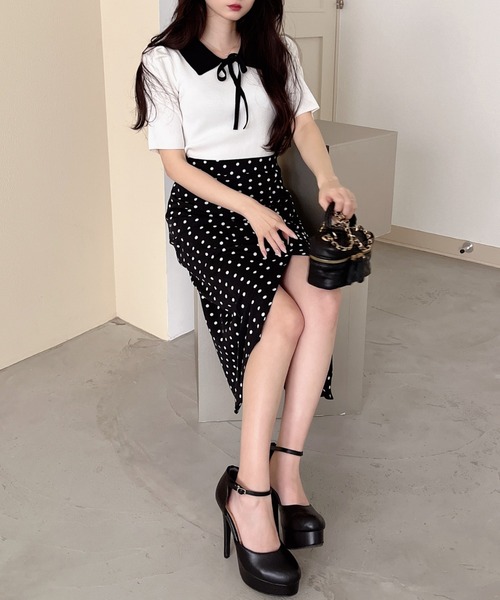 MIIA（ミーア）の「リボン付パワショルニット（ニット/セーター・レディース・オフホワイト/ホワイト系その他2/ブラック系その他/ブラック・FREE）」の21枚目の写真