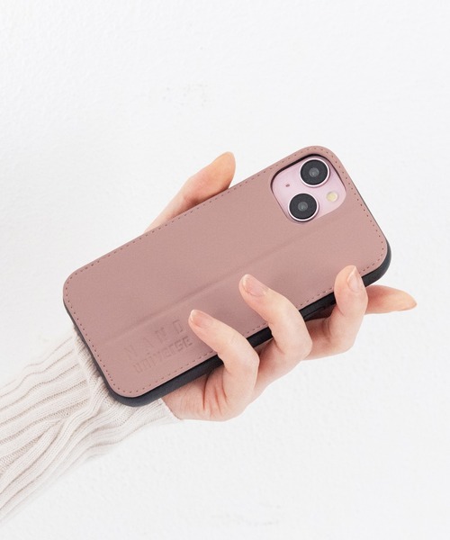 NANO universe（ナノユニバース）の「iPhone15 iPhone14 iPhone13 ナノユニバース [レザー調スタンドケース]（スマホケース/カバー・レディース・ブラック/ライトグレー/コーラルピンク/ブラウン・iPhone 15）」の6枚目の写真