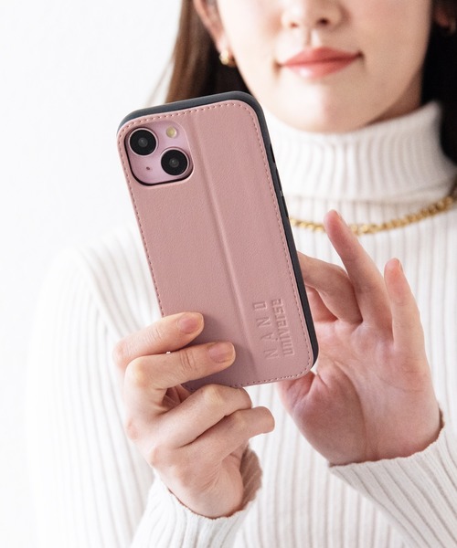 NANO universe（ナノユニバース）の「iPhone15 iPhone14 iPhone13 ナノユニバース [レザー調スタンドケース]（スマホケース/カバー・レディース・ブラック/ライトグレー/コーラルピンク/ブラウン・iPhone 15）」の8枚目の写真
