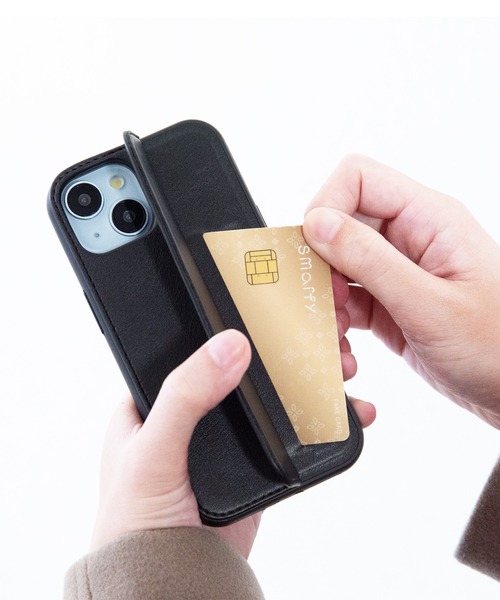 NANO universe（ナノユニバース）の「iPhone15 iPhone14 iPhone13 ナノユニバース [レザー調スタンドケース]（スマホケース/カバー・レディース・ブラック/ライトグレー/コーラルピンク/ブラウン・iPhone 15）」の17枚目の写真