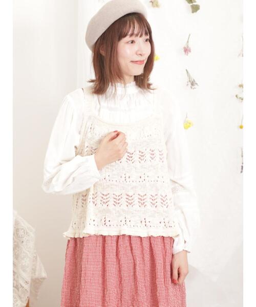 Samansa Mos2（サマンサ モスモス）の「【india crafts】ギャザーレースブラウス（シャツ/ブラウス・レディース・ブラック/オフホワイト/ラベンダー・F）」の6枚目の写真