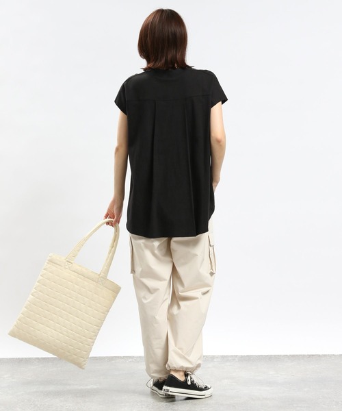 GLOBAL WORK Smile Seed Store（グローバルワーク スマイルシードストア）の「コットンオーバーサイズＴシャツ/984096（Tシャツ/カットソー・レディース・チャコール/ライトベージュ/ブラック/ラベンダー/ホワイト×ブラック/オフホワイト・LARGE/MEDIUM/SMALL/X-LARGE）」の15枚目の写真