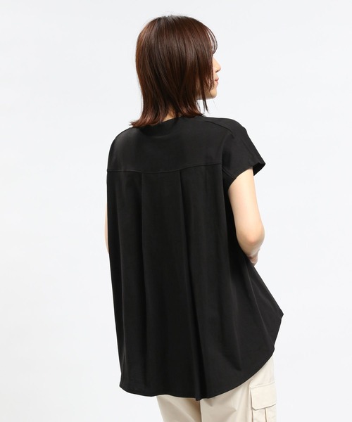 GLOBAL WORK Smile Seed Store（グローバルワーク スマイルシードストア）の「コットンオーバーサイズＴシャツ/984096（Tシャツ/カットソー・レディース・チャコール/ライトベージュ/ブラック/ラベンダー/ホワイト×ブラック/オフホワイト・LARGE/MEDIUM/SMALL/X-LARGE）」の18枚目の写真