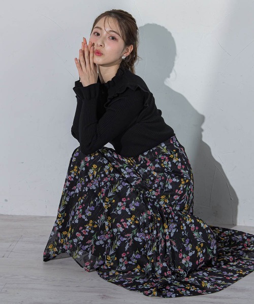 QUEENS COURT(クイーンズコート)の「ラメシアーフラワースカート(スカート・レディース・ホワイト系その他/ブラック系その他・SS/S/M)」の6枚目の写真