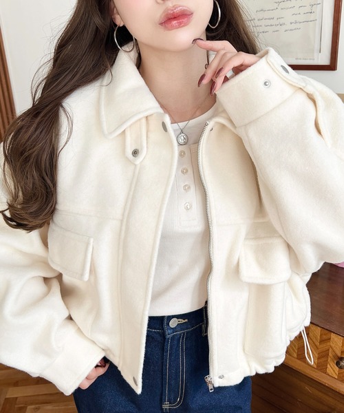 【suddenly】 セール】フェイクウールモッサ2WAYアレンジカラーショートブルゾン