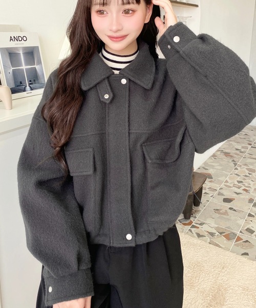 セール】フェイクウールモッサ2WAYアレンジカラーショートブルゾン