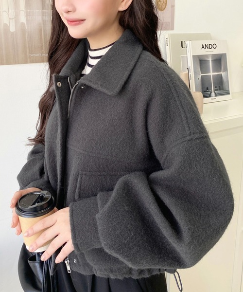 セール】フェイクウールモッサ2WAYアレンジカラーショートブルゾン