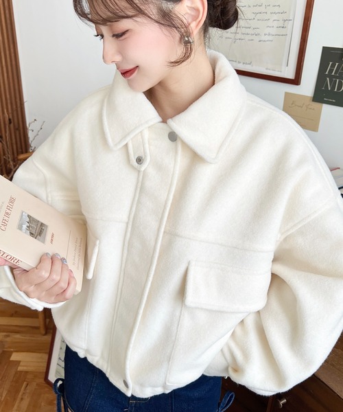 セール】フェイクウールモッサ2WAYアレンジカラーショートブルゾン