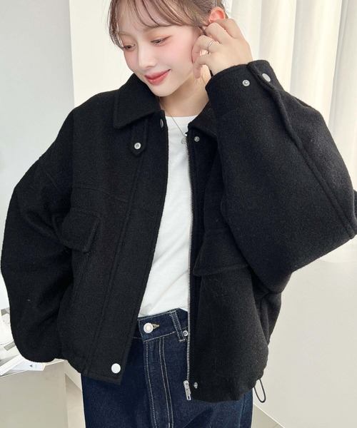 セール】フェイクウールモッサ2WAYアレンジカラーショートブルゾン