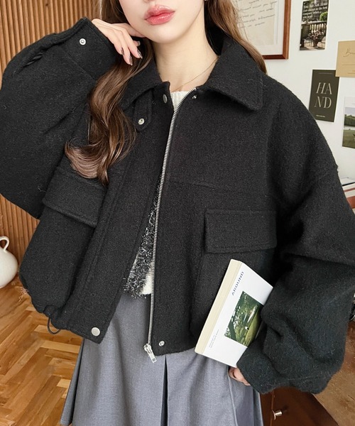 セール】フェイクウールモッサ2WAYアレンジカラーショートブルゾン